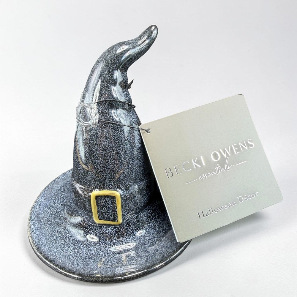 Becki Owens Essentials Ceramic Witch Hat Halloween Decor Black Speckled Gold
